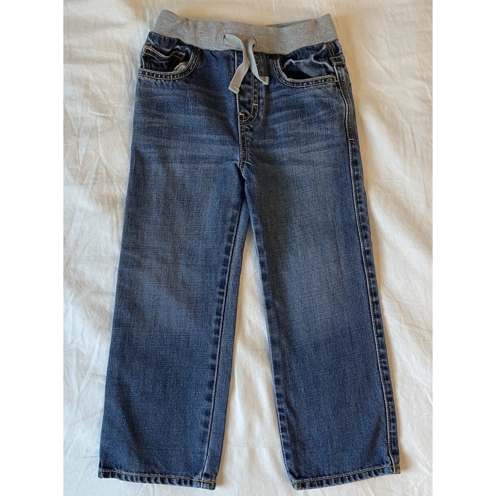 Tucker + Tate Boys Blue Straight Denim Jeans Size 4 Drawstring Adjustable Waist